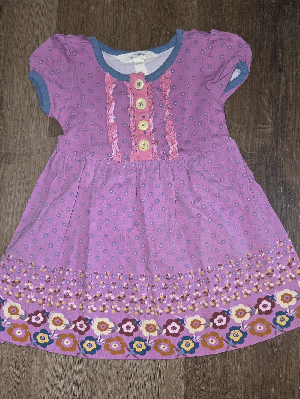Matilda Jane Purple Floral-Trim Short Sleeve Dress